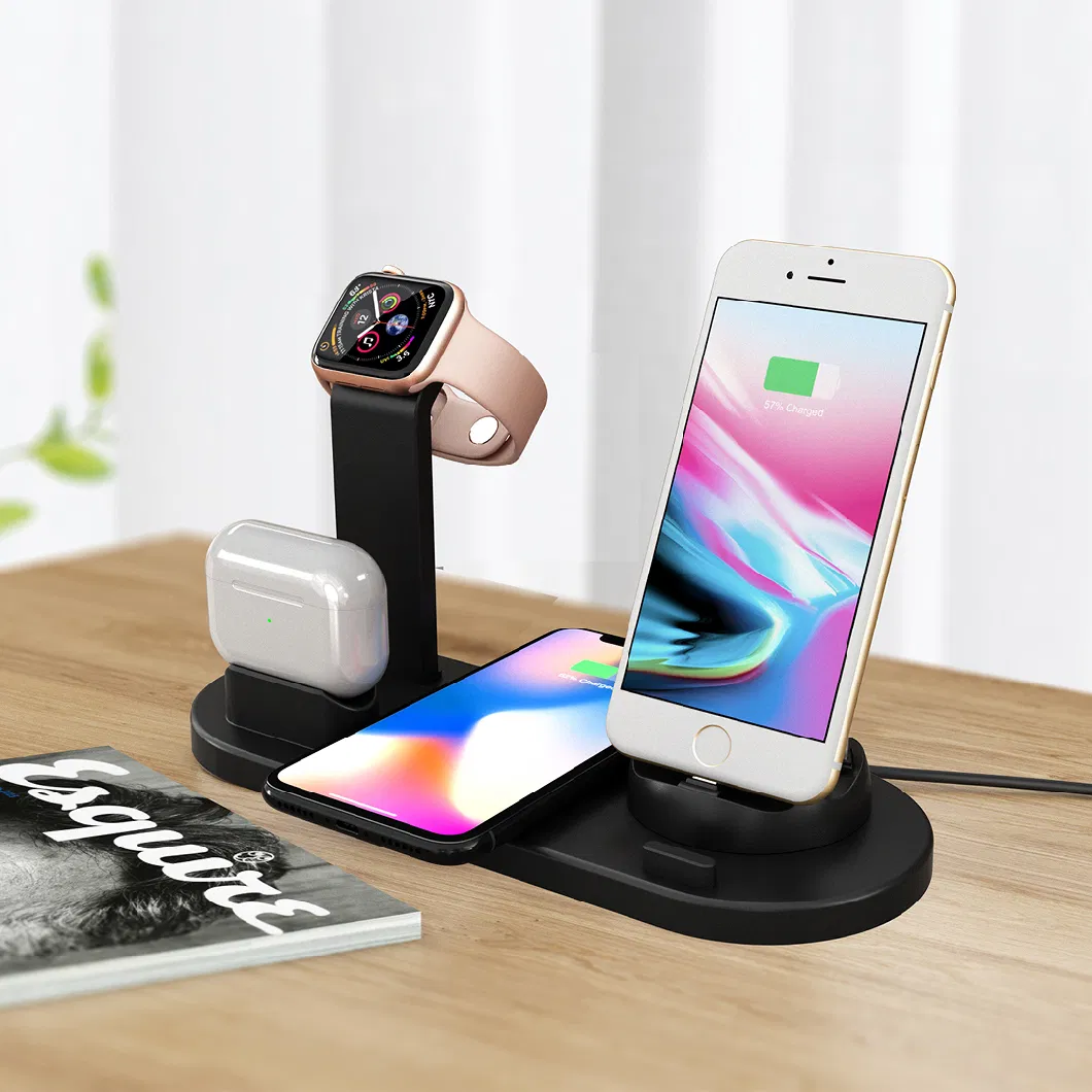 Universal Multi Qi Wireless Charger 3 in 1 Dock Stand Compatible for Watch Air Pod White 10 Years Factory Free Sample