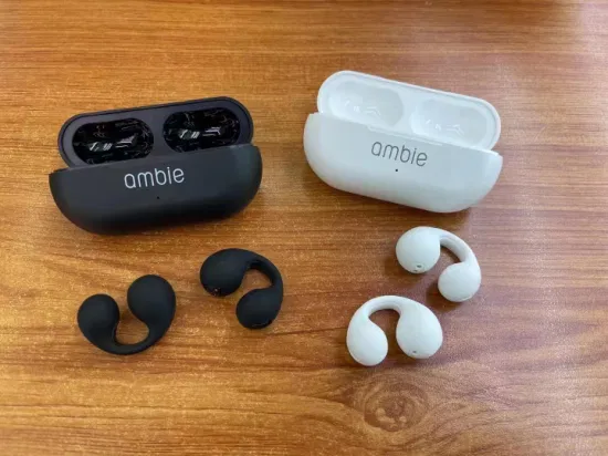 Ambie ワイヤレスイヤークリップ骨伝導ヘッドフォン 2023 アップグレードオープンイヤーイヤホンワイヤレス 5.2 Bluetooth イヤホンランニング、スポーツ、サイクリング、運転用